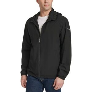 Calvin Klein Mens Full Zip Hooded Windbreaker Jacket Lightweight  Black